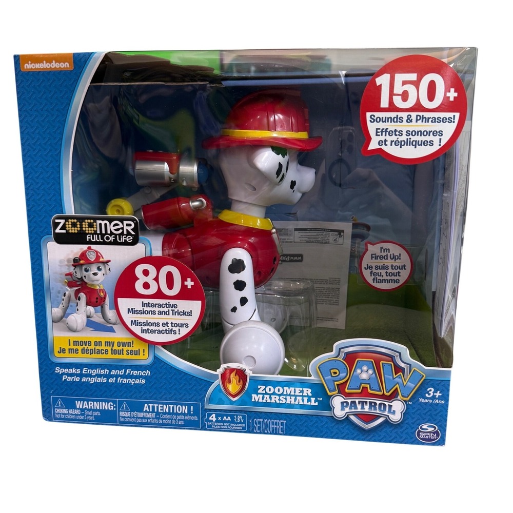 Paw Patrol Zoomer Marshall Interactive Robotic Dog 150+ Sounds Phrases Eng & Fre
